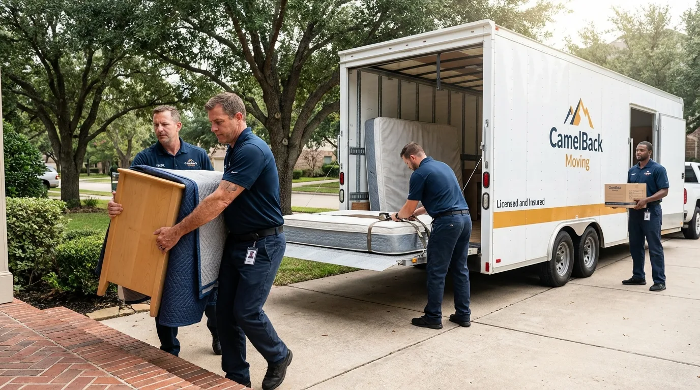 Crew loading residential truck for cross-state move from Homer Glen, IL