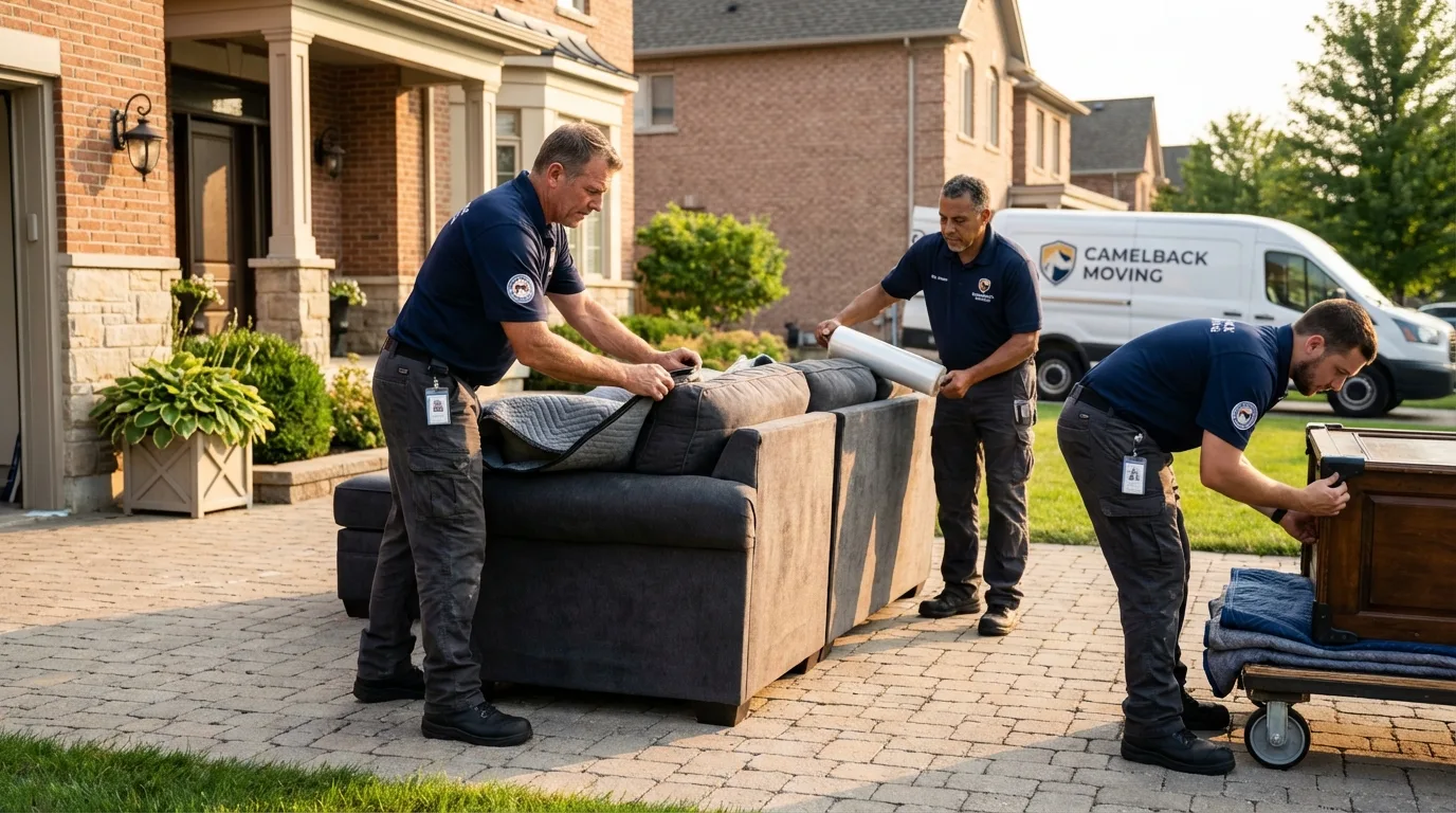 Large estate moving crew wrapping furniture in Homer Glen, IL